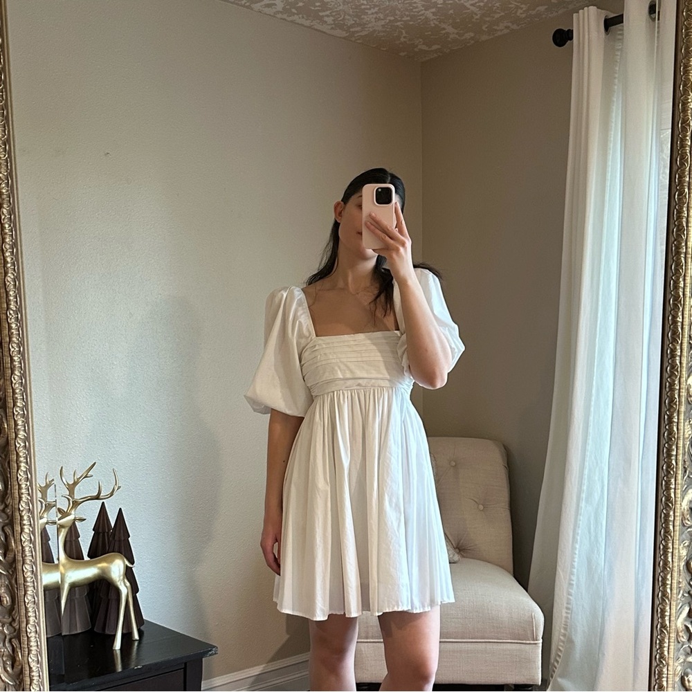 Abercrombie & Fitch White Puff Sleeve Mini Dress - Picture 5 of 8
